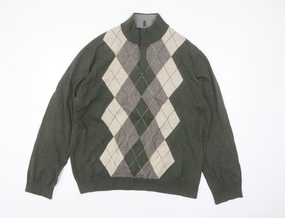 Herrenpullover UK Größe XL Tasso Elba grün 1/2 Reißverschluss