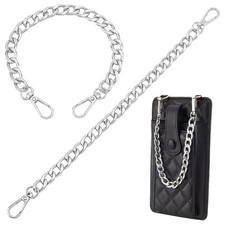 2pcs 12 Inch Silver Short Purse Extender Chain Flat Chain Strap Metal Bag Str...