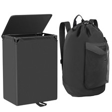 60L 2-in-1 Laundry Hamper with Laundry Backpack, Waterproof Basket with Lid, ...