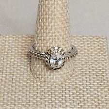 925 Sterling Silver and White Topaz Ring, Half Eternity, Size 7