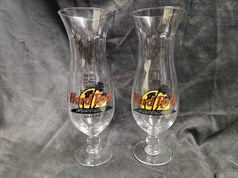 Hard Rock Drinking Glass Set Dallas Nashville Hurricane