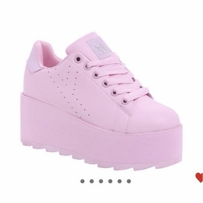 Lala Pink Platform Sneakers YRU Lace Up Low Top