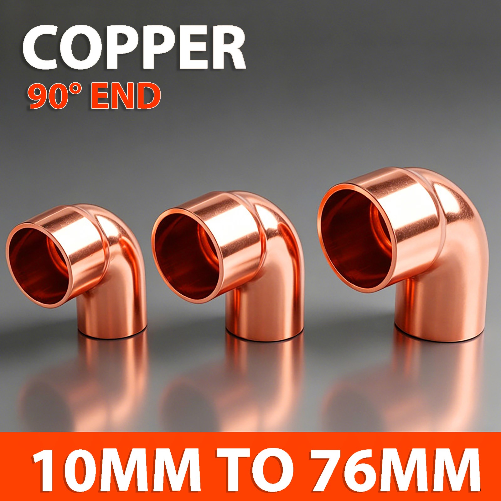 90° End Feed Elbows Fittings Plumbing Bend Copper Pipe Stop Caped 10mm to 76mm