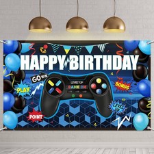 Video Game Happy Birthday Backdrop Game on Birthday Banner Level up Gaming Theme