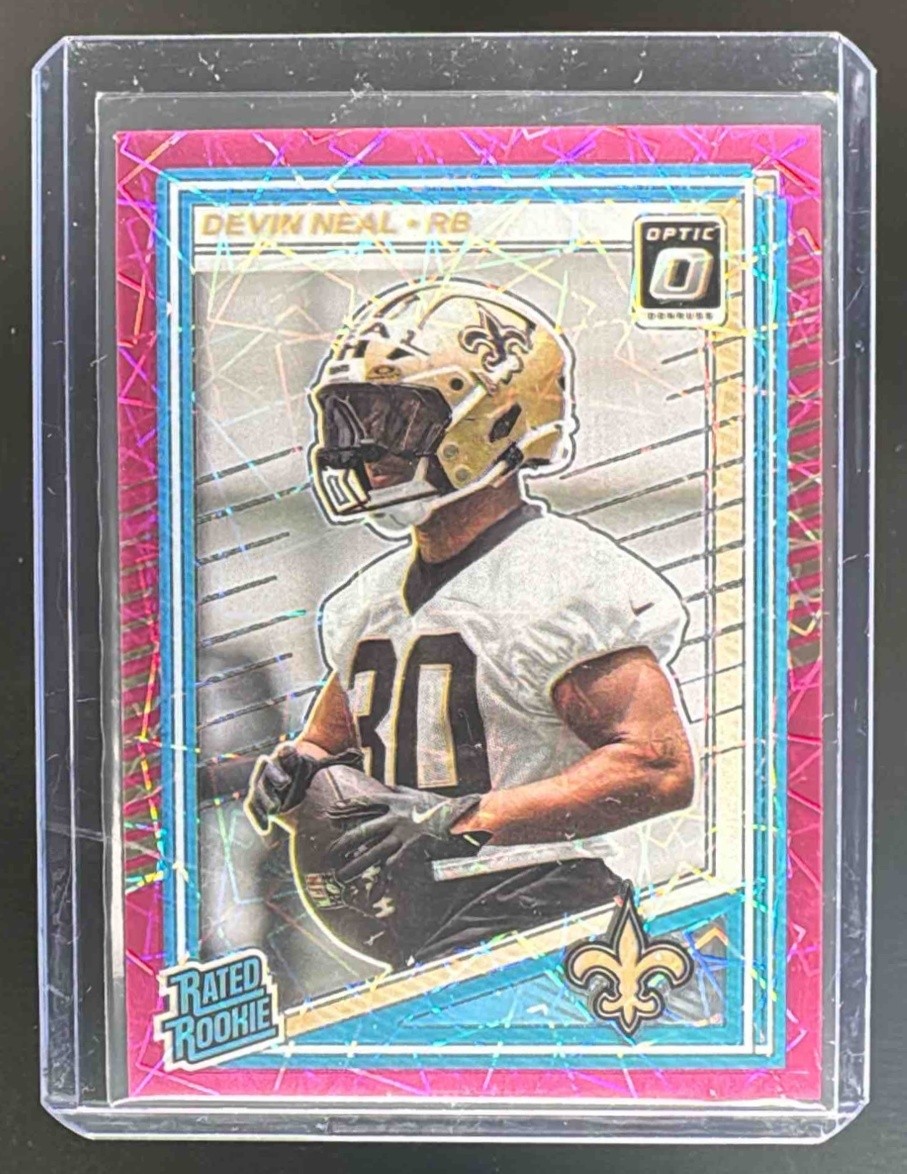 Devin Neal 2025 Panini Donruss Optic #282 Pink Velocity Prizm Rated Rookie /99