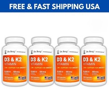 4 PACK-Dr. Berg's D3 & K2 Vitamin, 10,000 IU, 100 mcg per serving, 120 Capsules