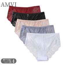 High Waist Panties Women Plus Size Lace Breathable Soft Briefs Underwear