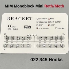 Dental Orthodontic Brackets Brace MiM Moloblock Mini 022 slot 345 Hooks Roth MBT