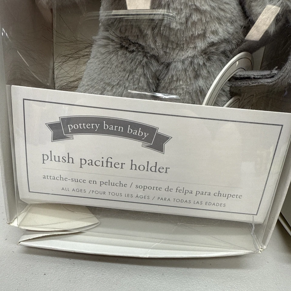 Porta chupetes de felpa Pottery Barn Kids blanco cordero y critters NUEVO Foto 2 de 4