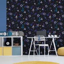 Video Glitch Black Wallpaper by Debona off set 26cm Wet Removal Kids 3 Rolls