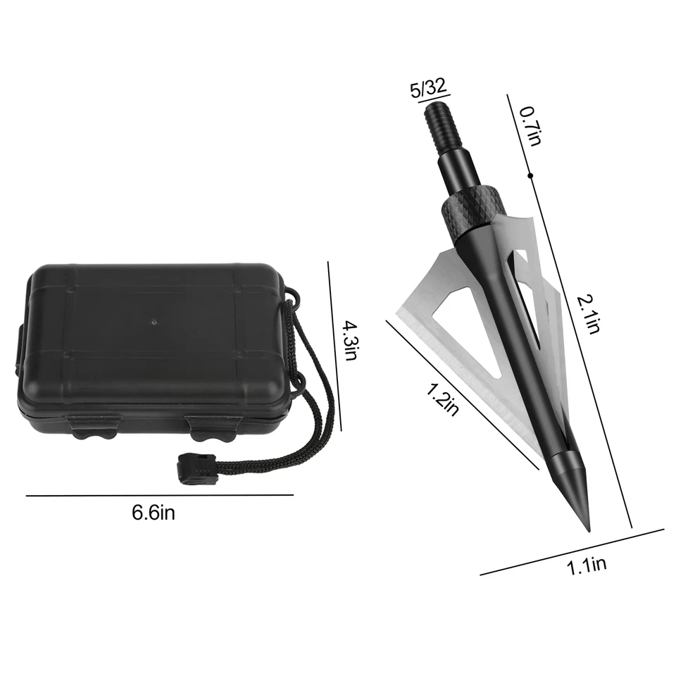 12 Pcs 100 Grain 3-Blade Hunting Broadheads for Crossbow & Compound Bow - Image 2 of 4