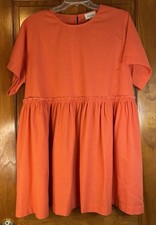 NWOT Aura Size L Orange Linen Blend Mini Babydoll Dress