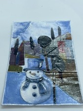 ACEO original art Handmade Collage | Purple Snowman #110 | by Tehillah 