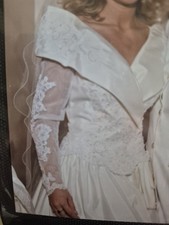 Vintage Y2K 90s Alfred Angelo Wedding Dress Size 6 Ivory Lace Beaded Made in USA