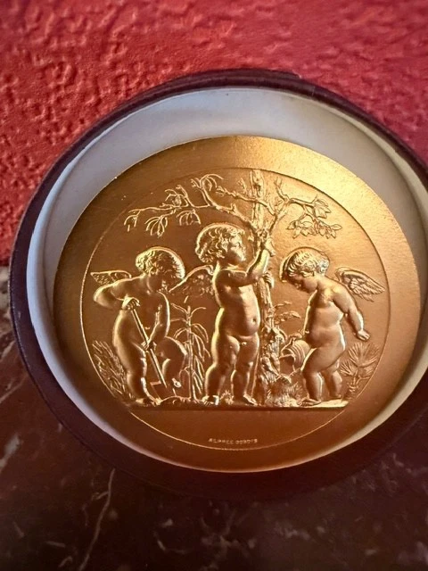 MEDAILLE ALPHÉE DUBOIS BRONZE 1966 TASSET COULEUR OR 5,5CM - Photo 1/2
