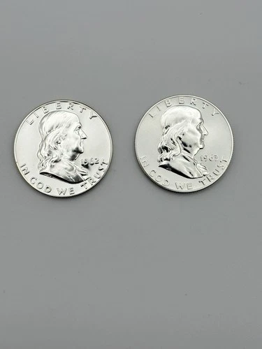 1962 1963 Silver Proof Franklin Half Dollars Lot of 2 90%  #1001