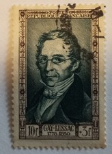 Timbre Français oblitéré 1951 - Gay-Lussac 10 f + 3 f bleu vert -  YT : 893