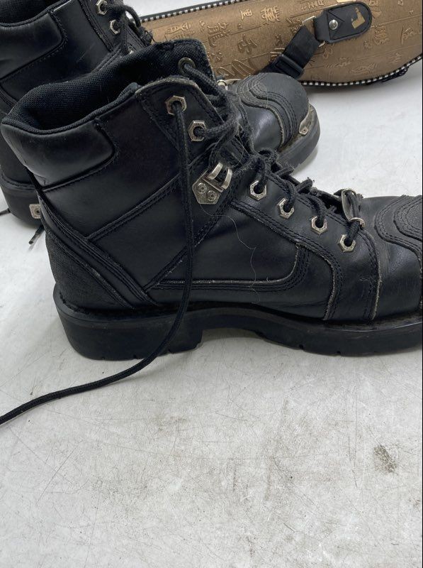 Harley-Davidson Mens Black Leather Steel Toe American Ankle Biker Boots Size 10
