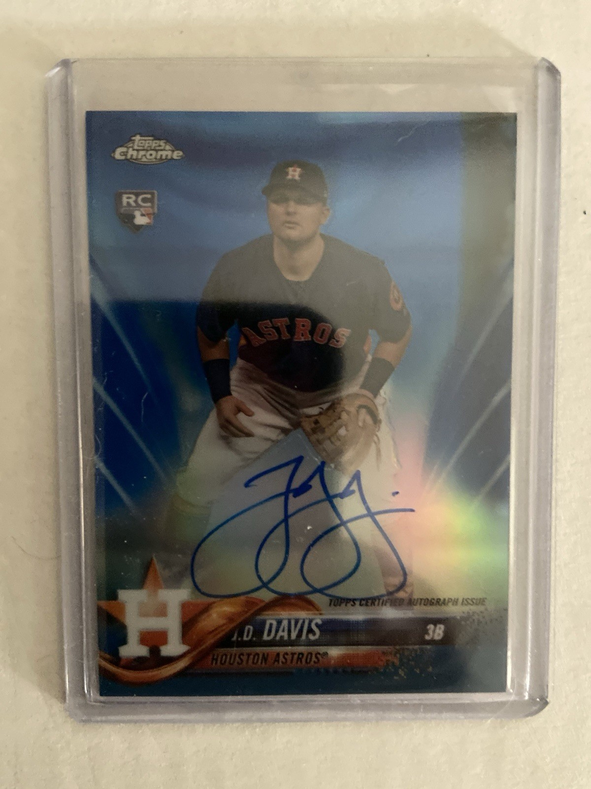 2018 Topps Chrome True Blue Refractor /150 JD Davis #RA-JD Rookie Auto RC