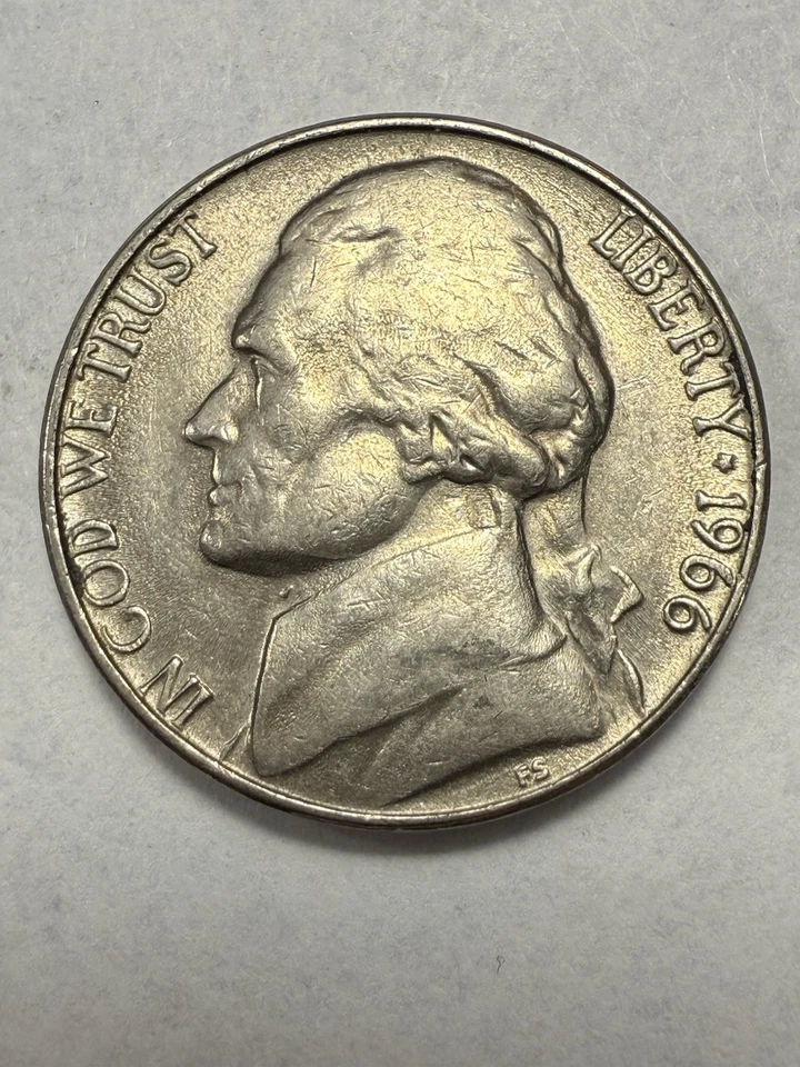 ** 1966 JEFFERSON NICKEL- GREASE FILLED DIE ERROR- PRICED TO SELL ** - Image 2 of 3