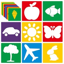 24 Pieces Stencils,Large Drawing Stencils Chalk Template,8 Inches Washable Sh...