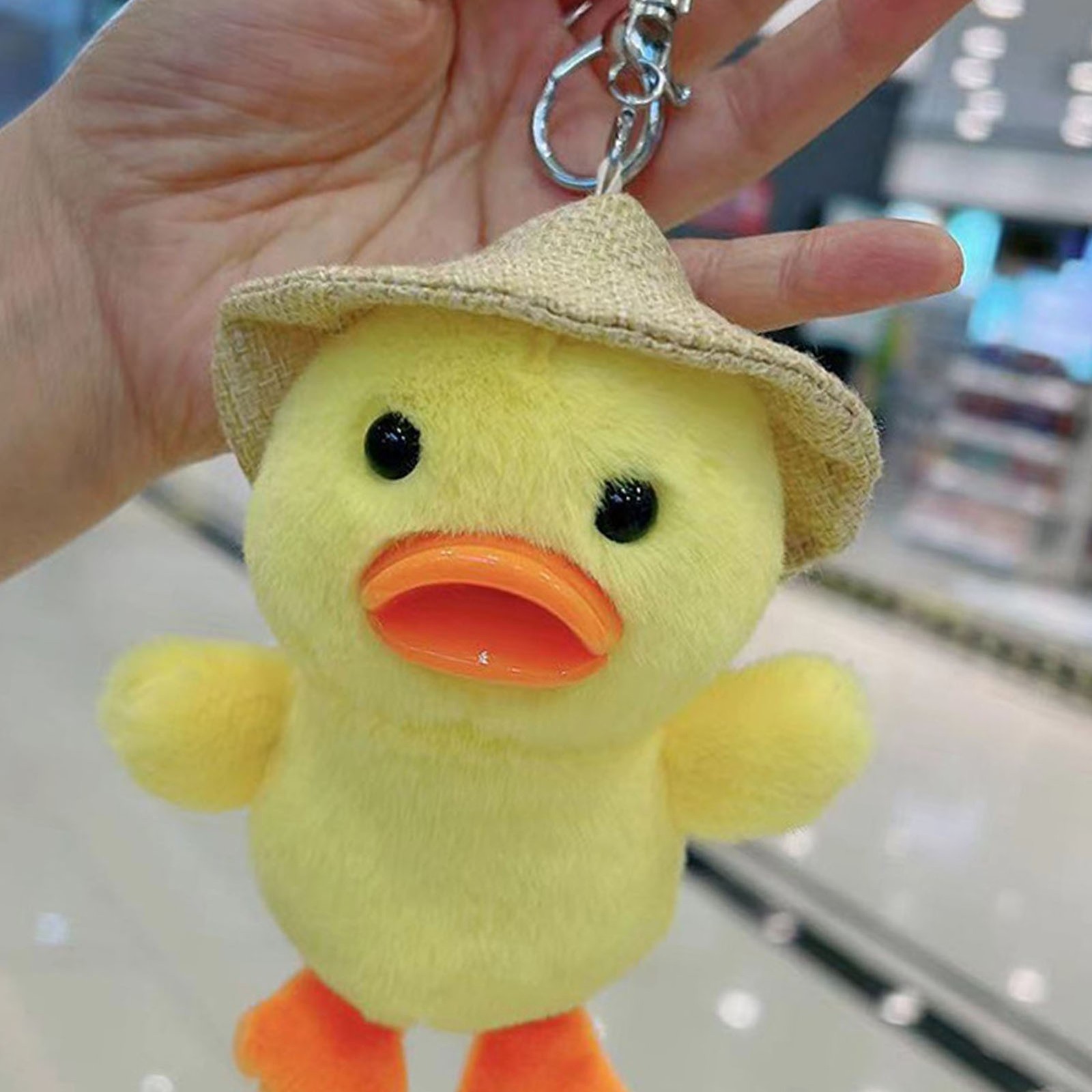 Plush Duck Keychain Cute Fine Workmanship Soft Stuffed Duck Keychain Pendant For