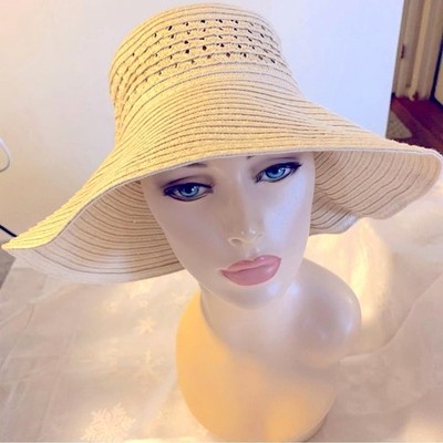 Gertex Straw Bucket Hat Cream Perforated Design Lightweight OSFA Gorgeous