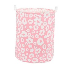 Foldable Baby Laundry Basket Hamper for Nursery Girl kids Clothes Pink Flowers