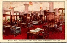 Postcard Marshal Field Company Reading Writing Restroom 3rd floor c1910