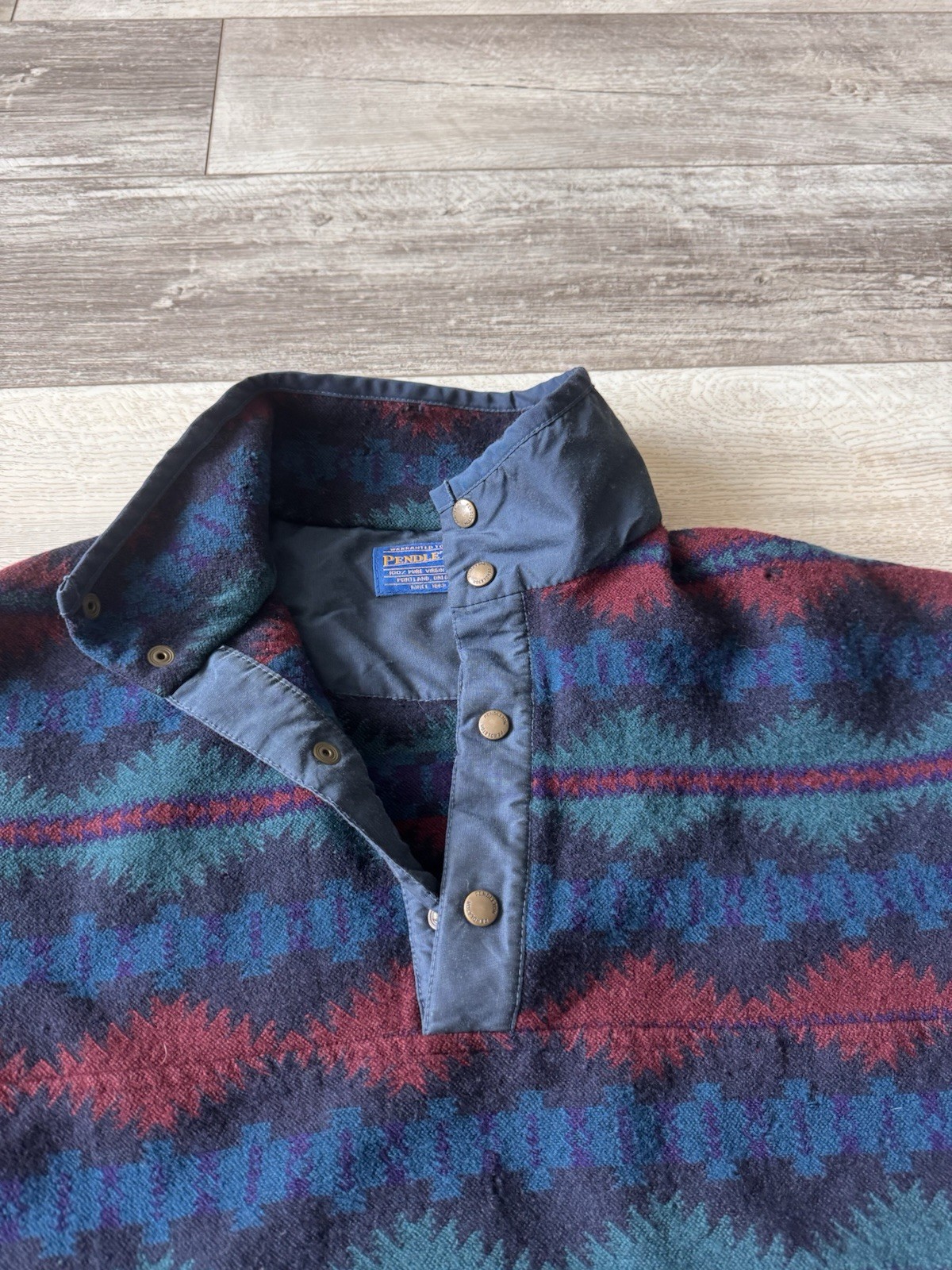 Pendleton Wool Snap Button Sweatshirt Tribal Mult… - image 2