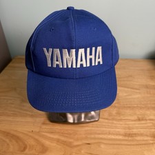 YAMAHA BLOCK LETTER VINTAGE BLUE SNAPBACK HAT 1990'S SNAPBACKM HAT EMBROIDERED