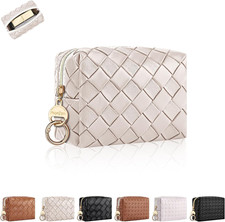 Mini Makeup Bag, Small Cosmetic Bag for Purse with Ring Buckle, Portable XS Trav