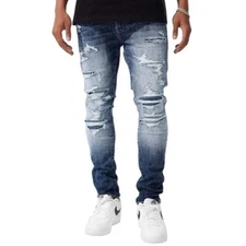 Men JORDAN CRAIG Sean Fit Shreds Denim Jean