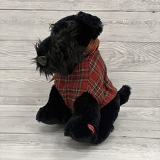 Singing Black Plush Dog Tartan Vest PBC International 2009