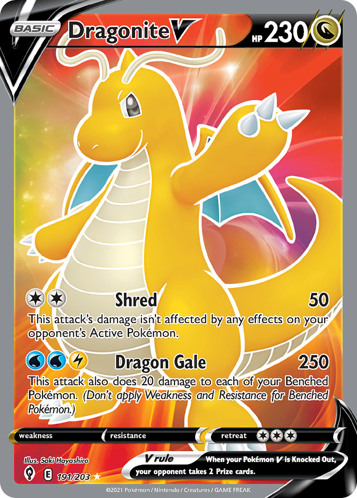 Dragonite V 191/203 Ultra Rare Evolving Skies Pokemon Holo NM