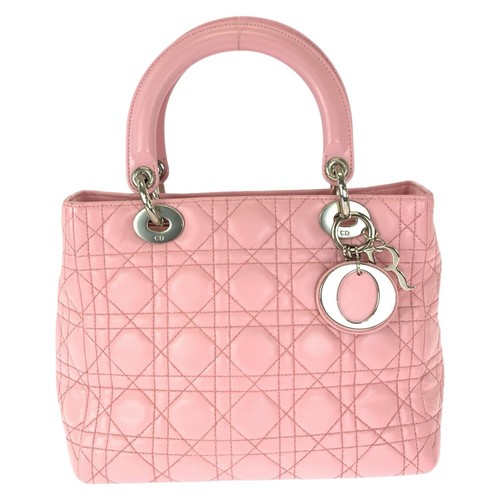 Dior Canage Lady Dior Handbag Tote Bag Pink SilverHardware lambskin