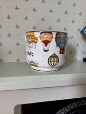Huge Rococo London Bone China Vintage Planter Great Condition Hot Air Balloons