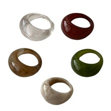 Chic Resin Arc Ring Broad Band Multiple Color Choices Comfortable Daily Wear