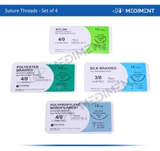 Training Suture Threads Emergency First Aid Kit Wound Treating Practice Set of 4