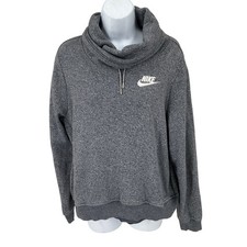 Nike Sweatshirt Womens L Grey Funnel Cowl Neck Pullover Sportswear Athleisure