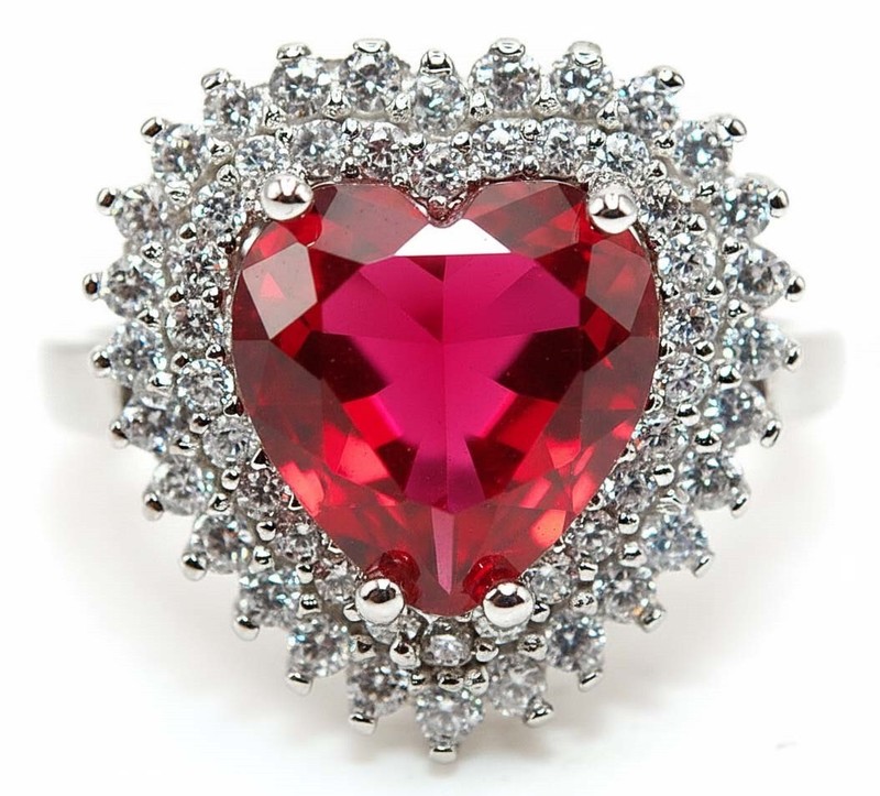 Heart 6CT Heat Treated Rubellite Tourmaline 925 Sterling Silver Ring Sz 8 MM3-6