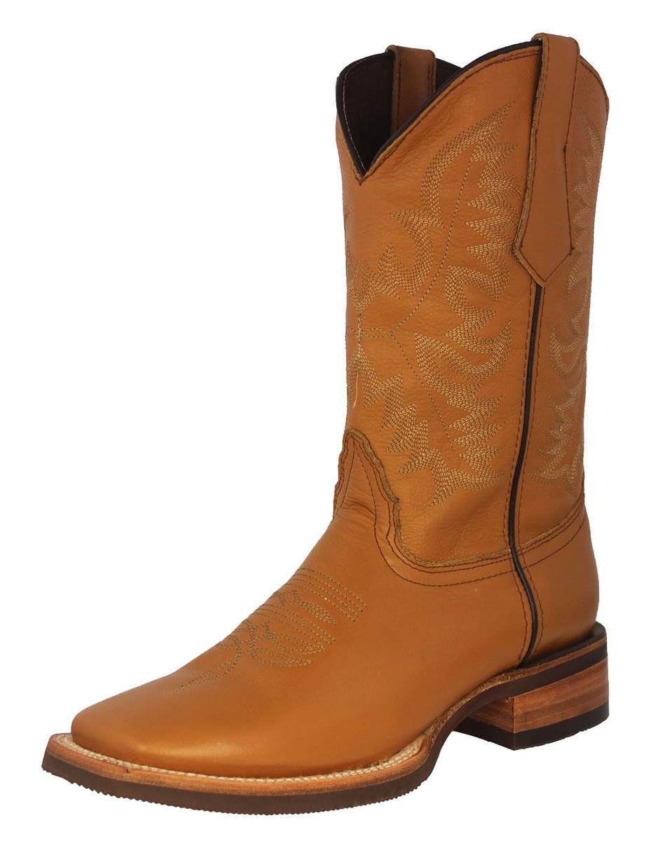 Mens Western Wear Cowboy Boots Buttercup Solid All Leather Square