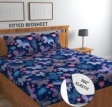 attractive double fitted bedsheet with 2 large pillow covers code 20