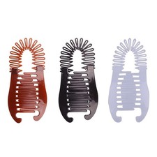 3Pcs Colorful Elongated Interlocking Plastic Banana Clip Hair Combs Women
