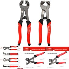 Heavy Duty Glass Tile Nippers Set 2 Piece Wheel Cutter Pliers Soft Grip Handle