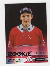 2024-25 SYNERGY HOCKEY RED 190/499 ROOKIE JOURNEY DRAFT LANE HUTSON CANADIENS