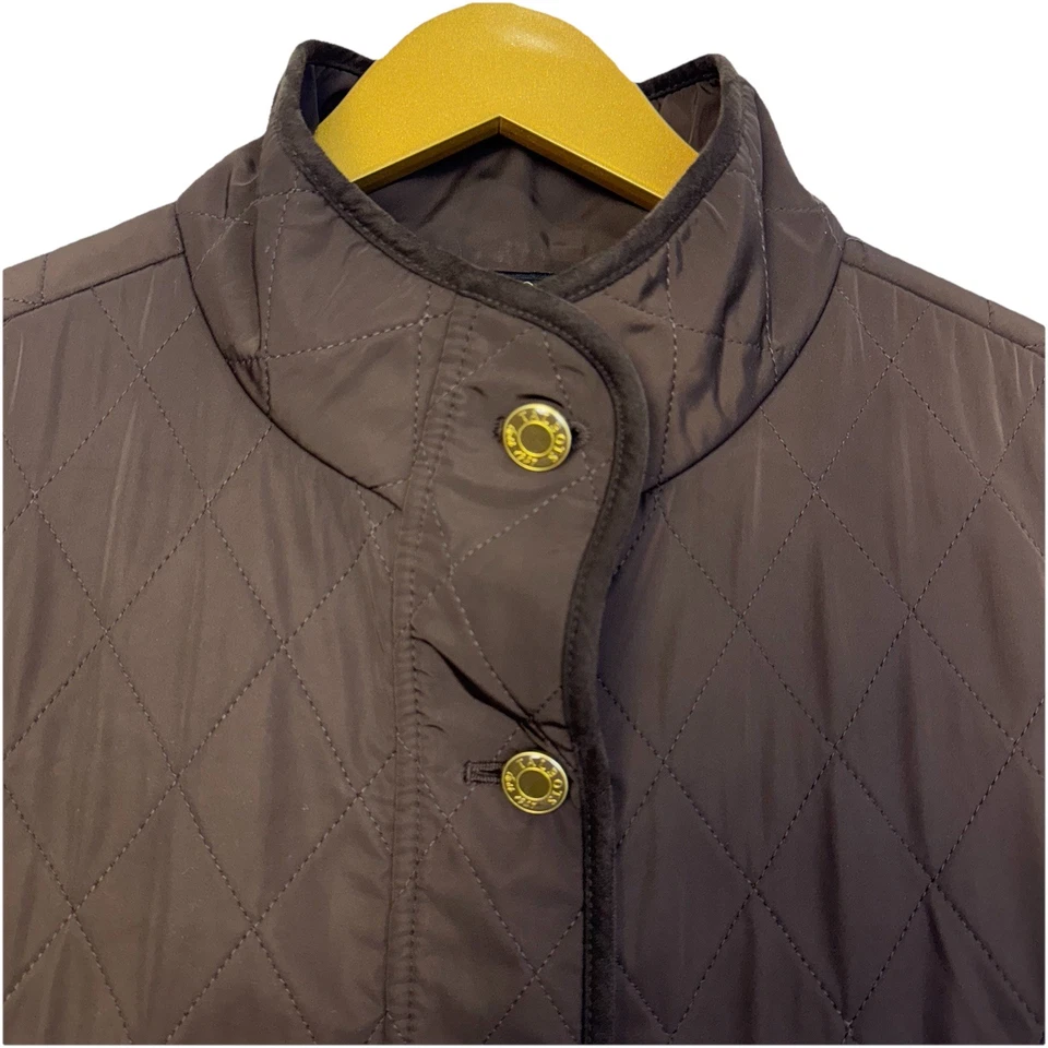 Chaleco acolchado Talbots para mujer talla LP marrón botón a presión forro polar ecuestre Foto 2 de 4