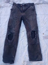 Carhartt 34x32 Made in USA B01 Blk Black Double knee Distressed