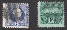US Sc#'s 115, 117 USED { 6c, 12c PICTORIAL SET OF 2 } GREAT FROM 1869 CV$ 365.00