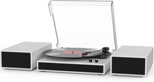 Record Player with 2X External Speakers Bluetooth Input Turntable, Belt-Driven 3